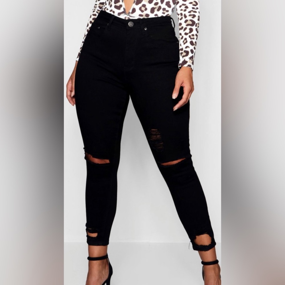 Slightly distressed black jeans